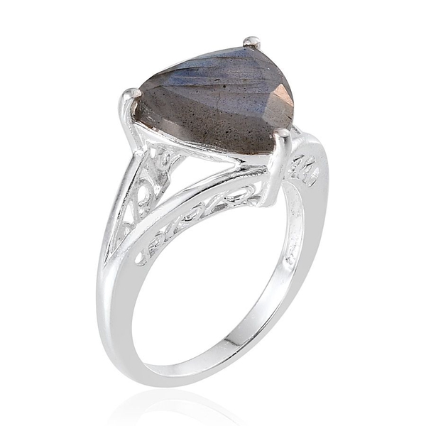 Labradorite (Trl) Solitaire Ring in Sterling Silver 4.750 Ct.