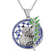 Multi Austrian Crystal Enamelled Panda Pendant with Chain (Size 20) in Silver Tone
