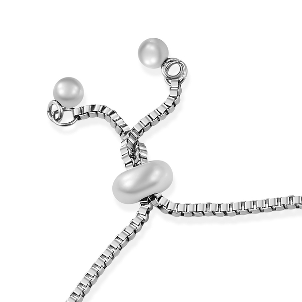 Citrine (Ovl), White Topaz Adjustable Bracelet (Size 6.5 - 9.5) in Stainless Steel 2.250 Ct.