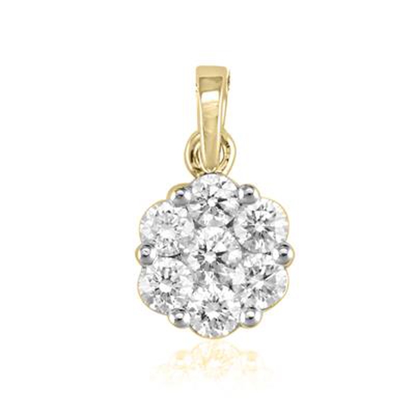 ILIANA 18K Y Gold IGI Certified Diamond (Rnd) (SI/G-H) 7 Stone Pendant 0.500 Ct.