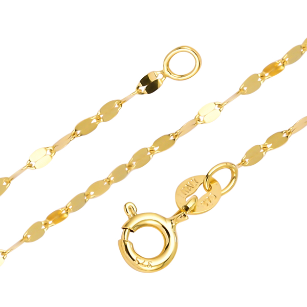 9K Yellow Gold Forzatina Sparkle Necklace with Spring Ring Clasp (Size - 24)