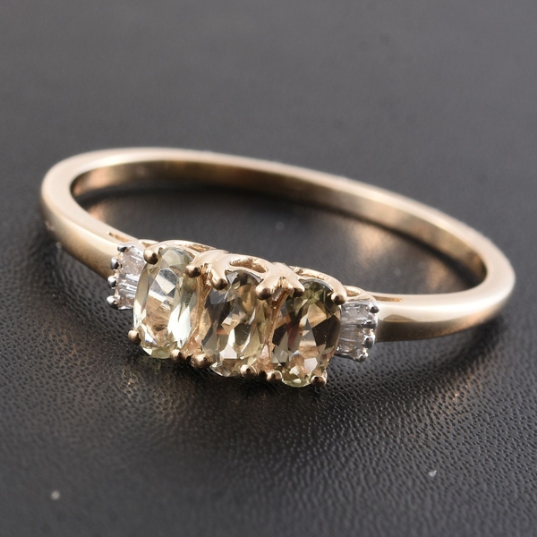 9K Y Gold AA Natural Turkizite (Ovl), Diamond (I3--H) Ring 0.750 Ct.