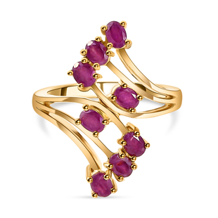 Natural Moroccan Ruby Bypass Ring in 14K Gold Overlay Sterling Silver 1.70 Ct.