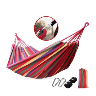 Indoor Outdoor Colourful Striped Camping Hammock (Size 80x2 Cm) - Red & Multi
