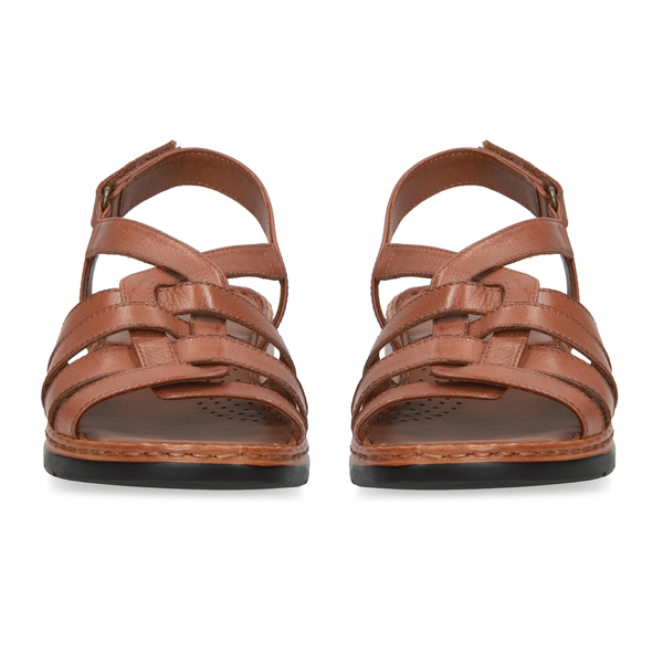 CAPRICE Leather Flat Sandal (Size 3.5) - Nut