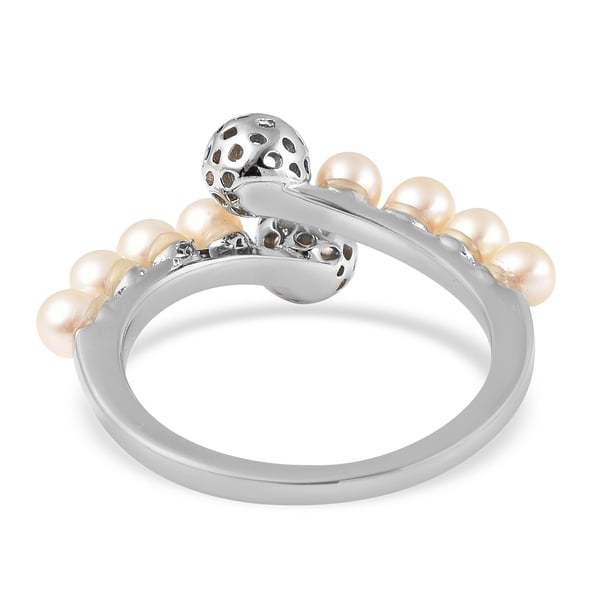 Rachel Galley Globe Pearl Collection - Freshwater Pearl Bypass Ring in Rhodium Overlay Sterling Silver