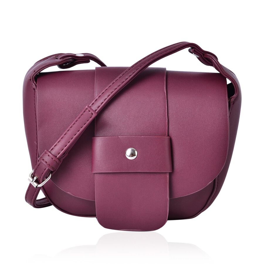 Burgundy Crossbody Bag with with Adjustable Shoulder Strap 19x16x6 Cm - 2649019 - TJC