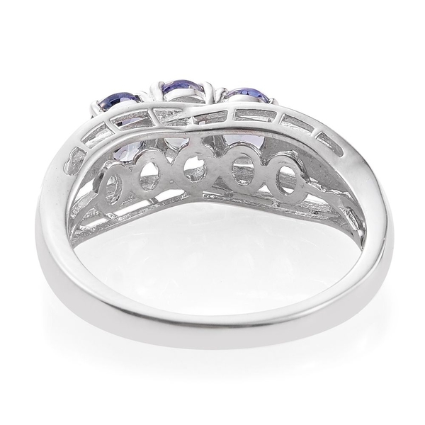 Bondi Blue Tanzanite (Ovl), Diamond Ring in Platinum Overlay Sterling Silver 1.010 Ct.