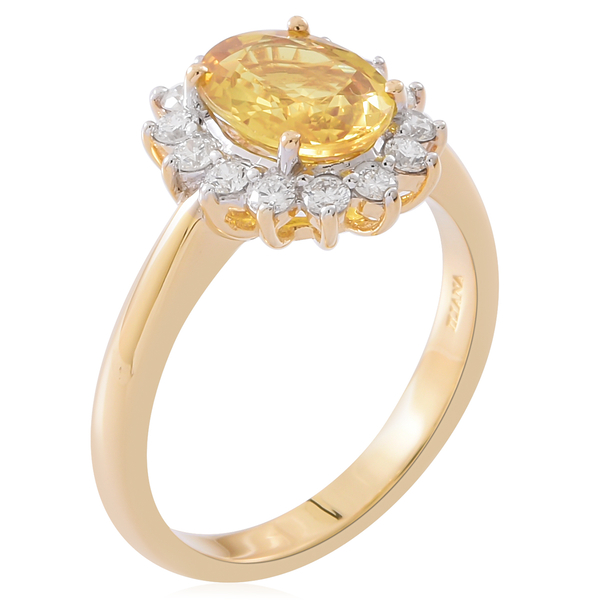 Signature Collection ILIANA 2.75 Ct AAA Premium Size Loupe Clean Chanthaburi Yellow Sapphire and Diamond (SI/G-H) Ring in 18K Gold 5 gms