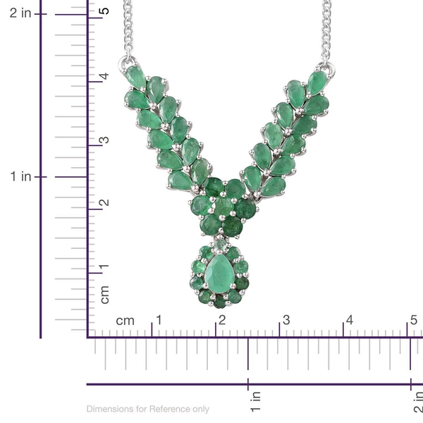 Kagem Zambian Emerald (Pear 0.50 Ct) Necklace (Size 18) in Platinum Overlay Sterling Silver 7.000 Ct.