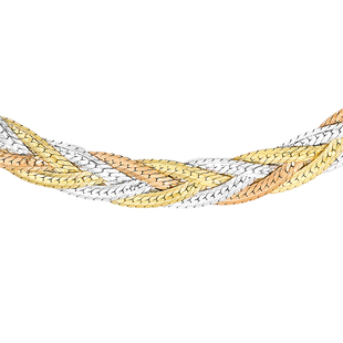 9K Yellow, White and Rose Gold 3-Plait Herringbone Necklace (Size 18) with Lobster Clasp, Gold Wt. 6
