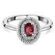 Pink Tourmaline and Natural Cambodian Zircon Ring in Platinum Overlay Sterling Silver