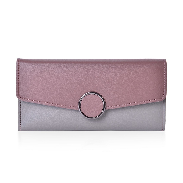 Designer Inspired - Purple and Grey Colour Ladies Purse with Multiple Card Slots and Metallic Circle