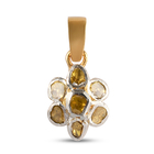 Polki Yellow Diamond Floral Pendant in Yellow Gold Overlay Sterling Silver 0.50 Ct.