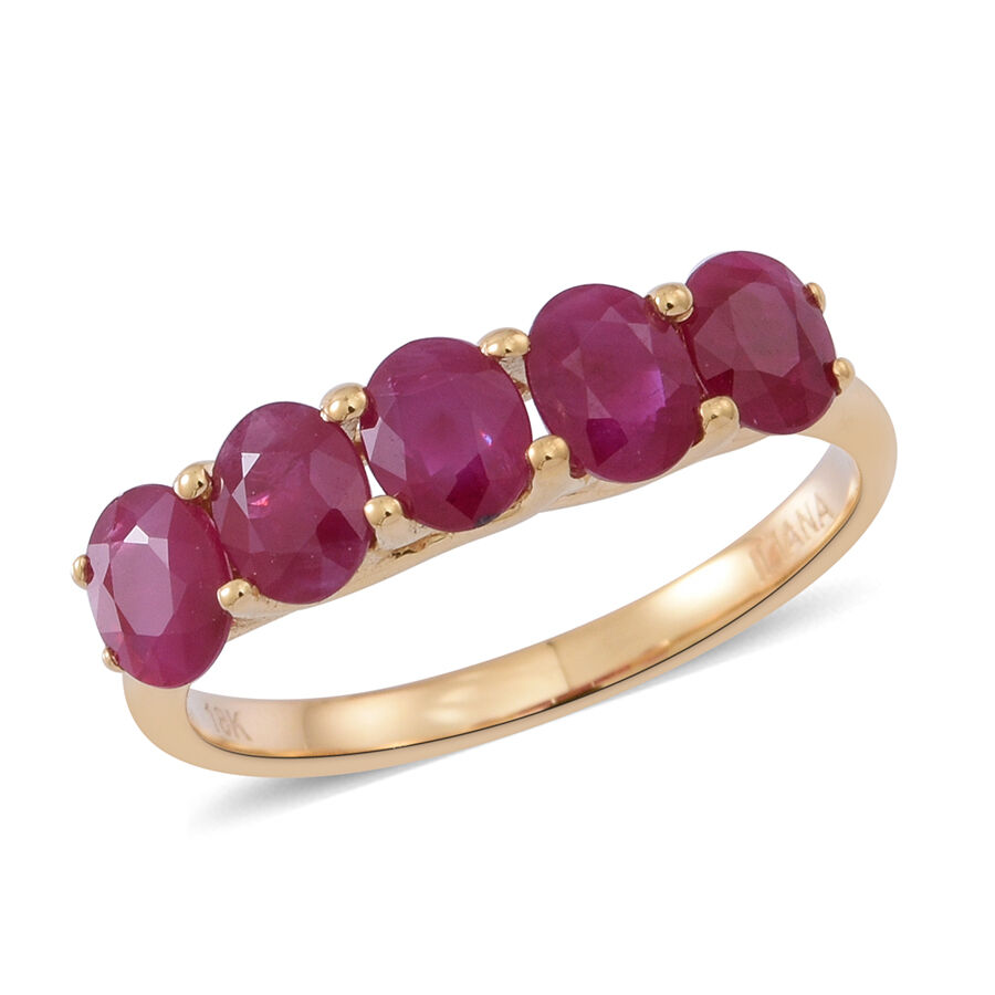 ILIANA 18K Y Gold AAAA  Ruby (Ovl) 5 Stone Ring 2.250 Ct.