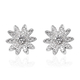 Lustro Stella Rhodium Overlay Sterling Silver Floral Stud Earrings (with Push Back) Made with Finest