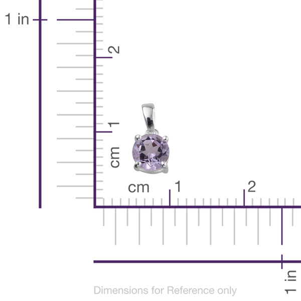 Rose De France Amethyst (Rnd) Solitaire Pendant and Stud Earrings (with Push Back) in Sterling Silver 2.250 Ct.