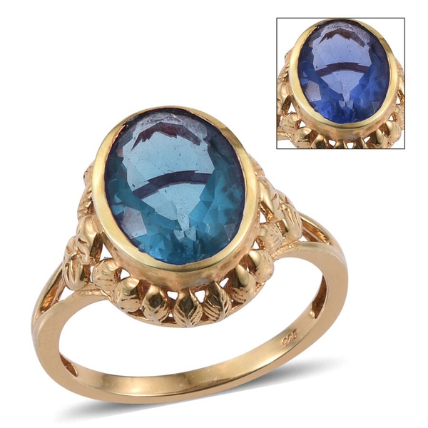 Colour Change Fluorite (Ovl) Solitaire Ring in 14K Gold Overlay Sterling Silver 6.500 Ct.