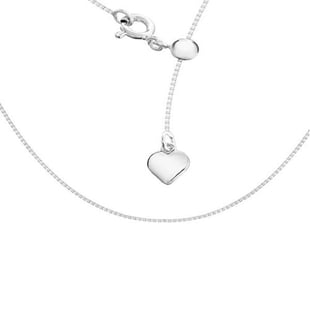 Sterling Silver Sliding Adjustable Box Chain (Size 20) with Charm