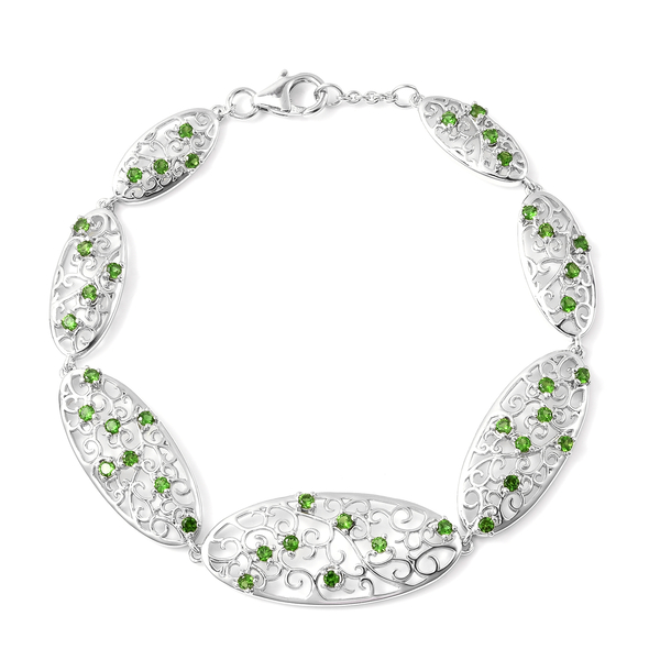 LucyQ Victorian Era Collection - AA Chrome Diopside Bracelet (Size 8) in Rhodium Overlay Sterling Si