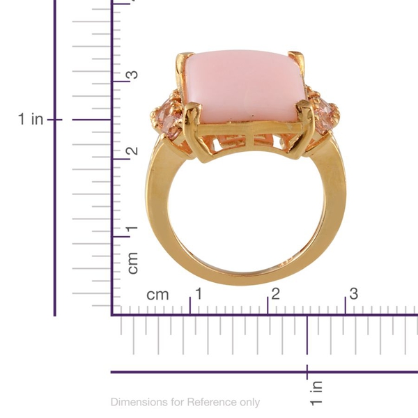 Peruvian Pink Opal (Oct 7.25 Ct), Signity Baby Pink Topaz Ring in 14K Gold Overlay Sterling Silver 8.000 Ct.