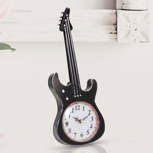 Vintage Black Guitar Mantle Clock (Size 34X12X3 Cm)