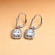 Simulated Diamond Earrings (With Lever Back) in Silver Tone