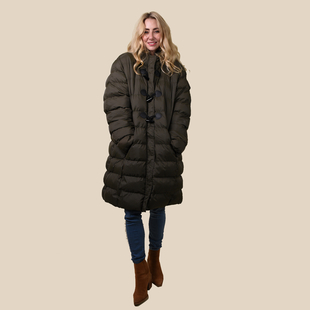 Natural Fur Trim Hood Puffer Jacket (Size 18) - Khaki