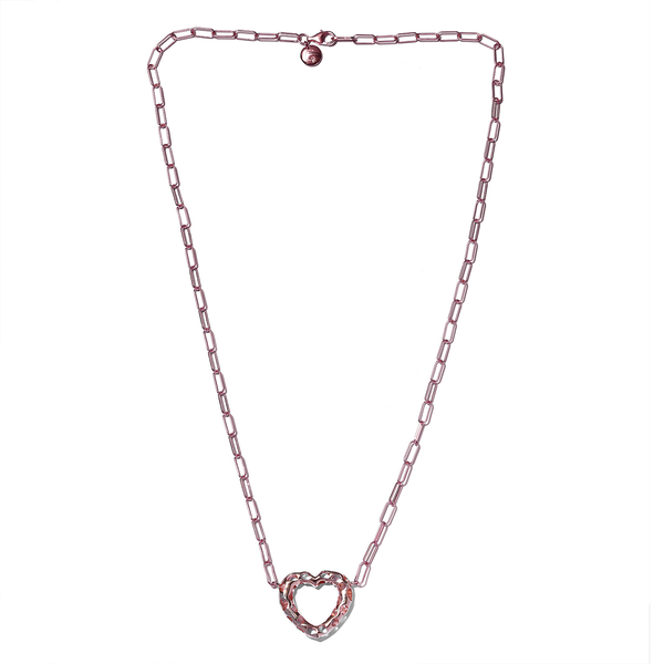 RACHEL GALLEY Amore Collection - 18K Vermeil Rose Gold Overlay Sterling Silver Heart Paperclip Necklace (Size - 20),