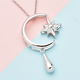 LucyQ Constellation Collection - Two Way Wear Rhodium Overlay Sterling Silver Moon & Star Pendant with Chain (Size 16/18/20), Silver Wt 6.38 Gms