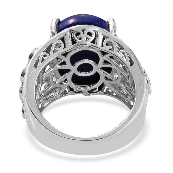 GP Lapis Lazuli (Ovl 21.50 Ct), Amethyst, Rhodolite Garnet, Chrome Diopside, Kanchanaburi Blue Sapphire and Citrine Ring in Platinum Overlay Sterling Silver 22.750 Ct.