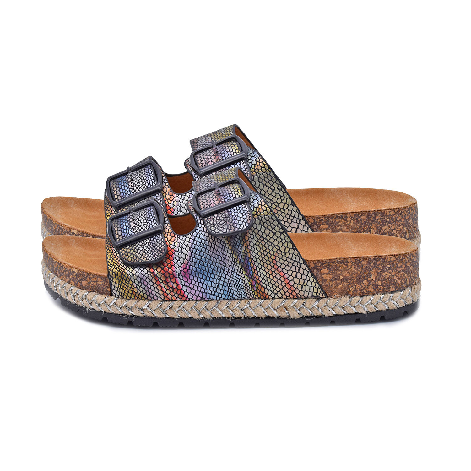 Heavenly Feet Flutter Womens Black and Multi-Coloured Sandals