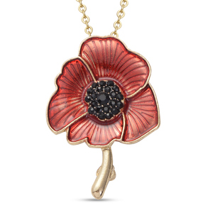 TJC Poppy Design - Black Austrian Crystal Enamelled Brooch and Pendant with Chain (Size 24) in Yello