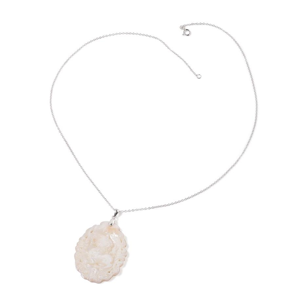 White Shell ZODIAC Leo Pendant With Chain in Sterling Silver