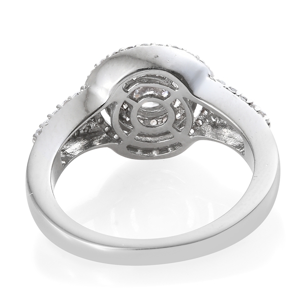 J Francis - Yellow Gold and Platinum Overlay Sterling Silver (Rnd) Ring Made with Finest CZ
