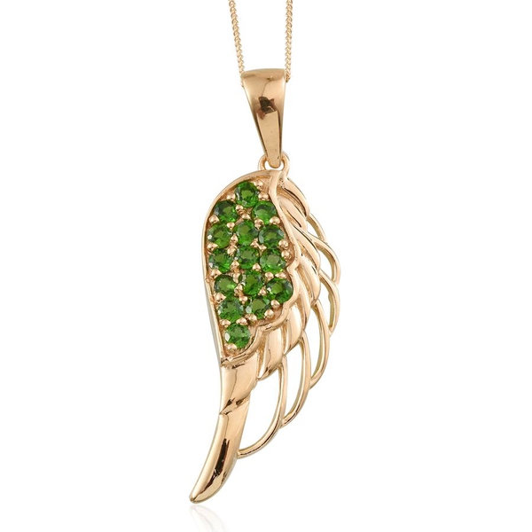 Chrome Diopside (Rnd) Pendant With Chain in 14K Gold Overlay Sterling Silver 1.500 Ct.