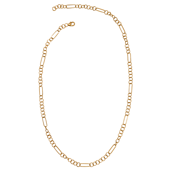 NY Designer Close Out - 14K Gold Overlay Sterling Silver Figaro Necklace (Size - 22) With Lobster Clasp, Silver Wt. 8.28 Gms
