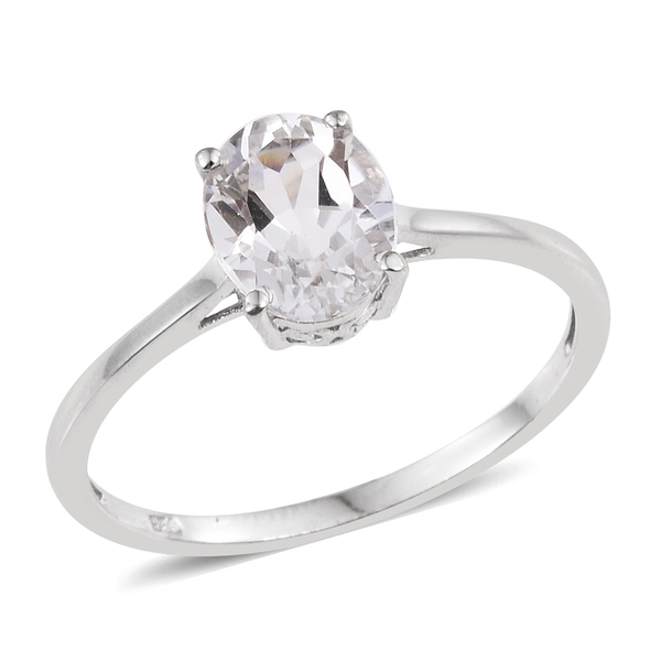 White Topaz (Ovl) Solitaire Ring and Pendant in Platinum Overlay Sterling Silver 4.000 Ct.