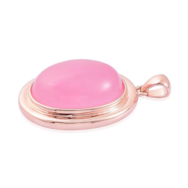Pink Jade (Ovl) Pendant in Rose Gold Overlay Sterling Silver 11.000 Ct.