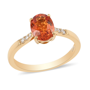 ILIANA 18K Yellow Gold AAAA Orange Sapphire and Diamond (G-H/SI) Ring 1.70 Ct.