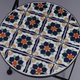 3 Piece Set - Floral Pattern Mosaic Bistro Set Table (Size:60x60x70Cm) and 2 Chairs (Size:39x44x90Cm) - White and Multi
