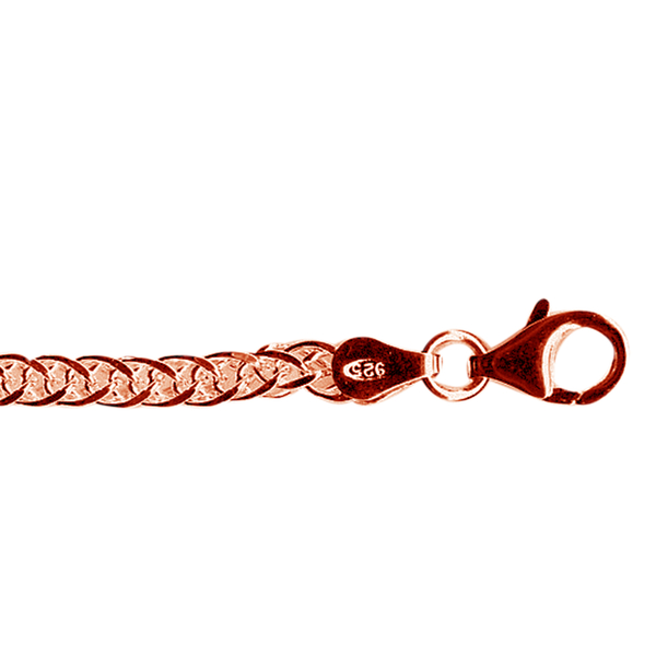 Vicenza Collection Rose Gold Overlay Sterling Silver Spiga Chain (Size 30), Silver wt 19.24 Gms.