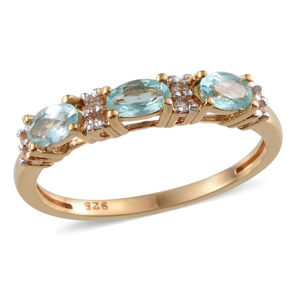 Paraibe Apatite (Ovl), White Topaz Ring in 14K Gold Overlay Sterling Silver 1.750 Ct.