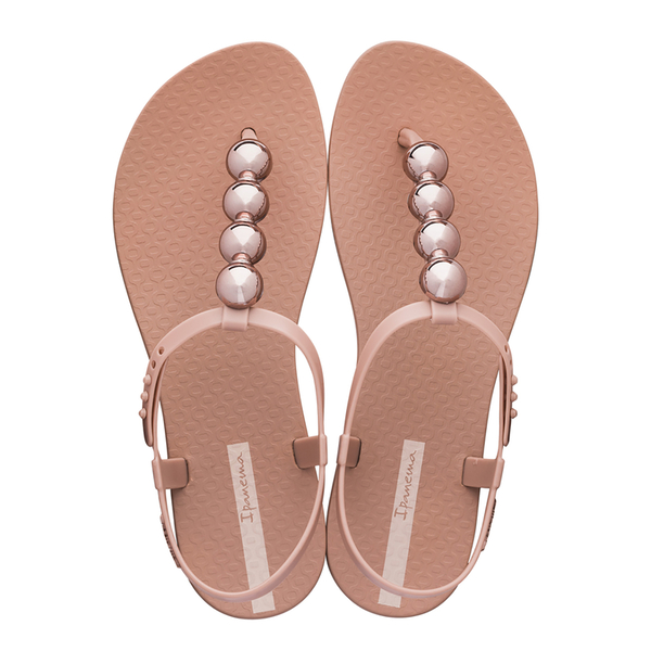 Ipanema Womens Open Toe Class Flat Sandal Pebble Chrome T - Bar Strap (Size:4) - Blush