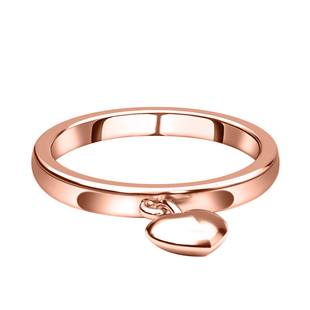Rose Gold Overlay Sterling Silver Band Ring with Heart Charm