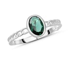 ELANZA Simulated Emerald Solitaire Ring (Size U) in Platinum Overlay Sterling Silver