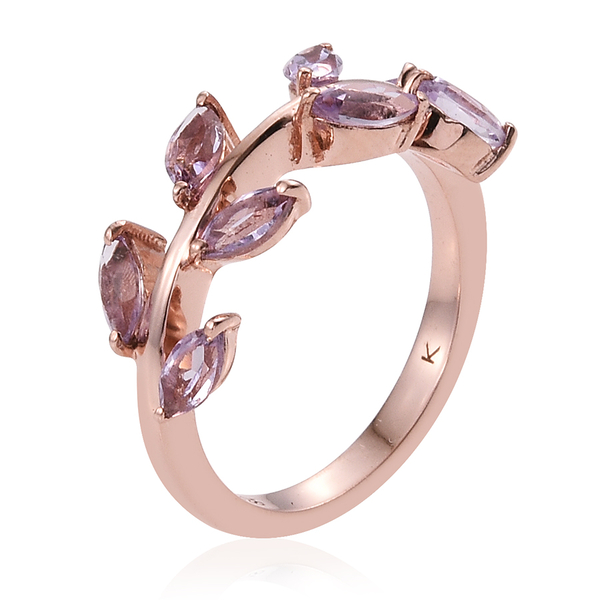 Kimberley Wild At Heart Collection Rose De France Amethyst (Mrq) Leaves Ring in Rose Gold Overlay Sterling Silver 1.000 Ct
