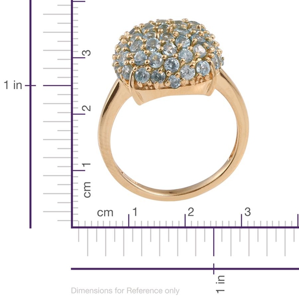 AA Natural Cambodian Blue Zircon (Rnd) Cluster Ring in 14K Gold Overlay Sterling Silver 4.000 Ct.