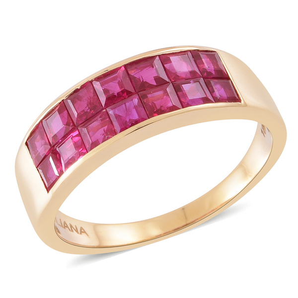 Signature Collection- ILIANA 18K Y Gold AAAA Princess Cut Ruby Ring 3.000 Ct.