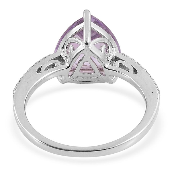 AA Rose De France Amethyst (Trl) Solitaire Ring in Platinum Overlay Sterling Silver 2.750 Ct.